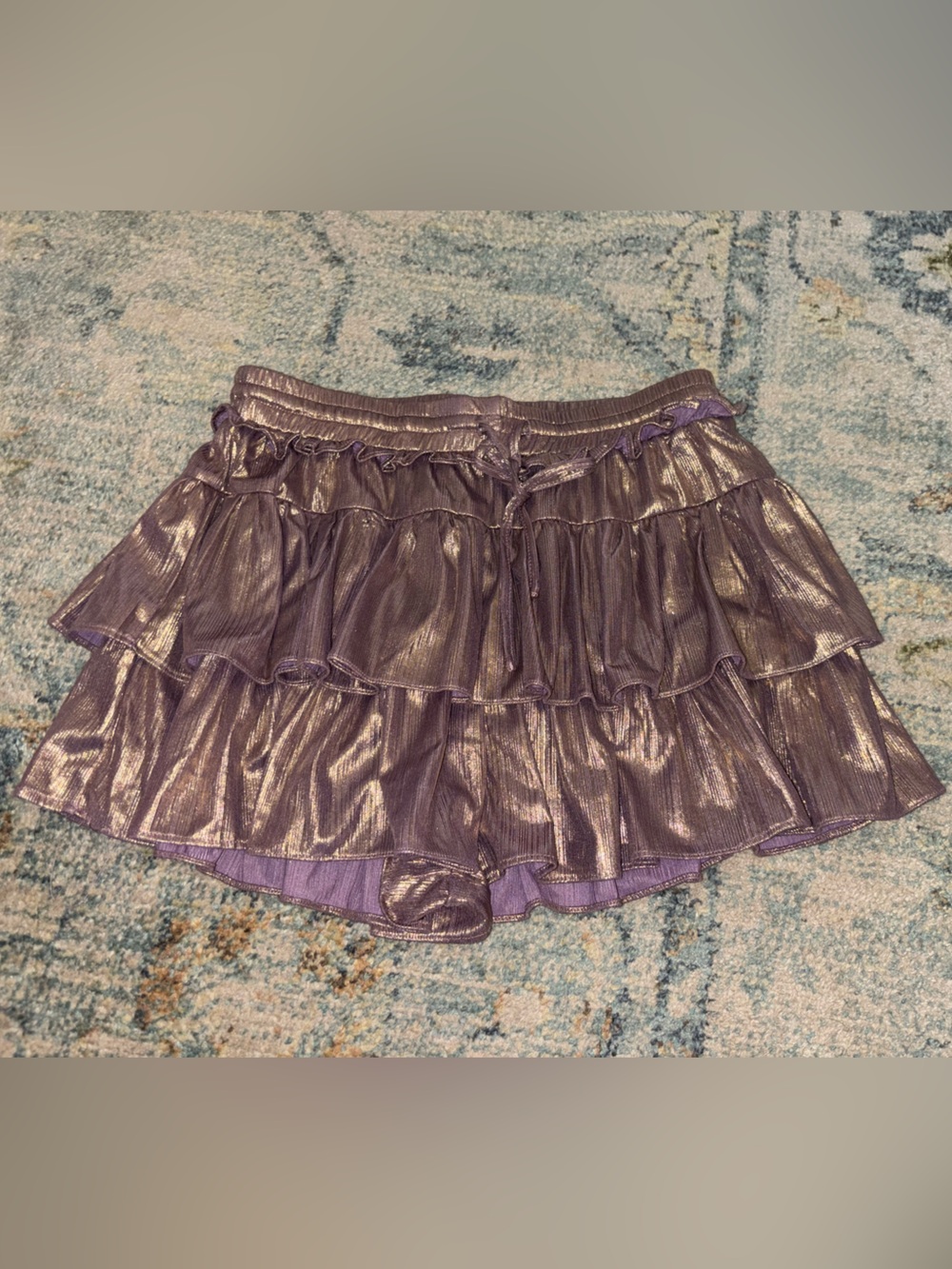 Main Strip Metallic Lavender Layered shorts NWT